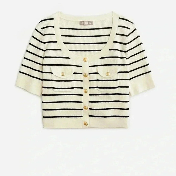 J.Crew nautical stripe crop top cardigan XS XXS - Picture 3 of 3